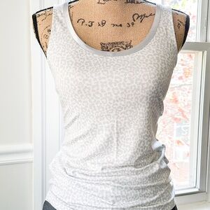 BR luxe touch tank top with satin piping neckline - silver leopard | size XS